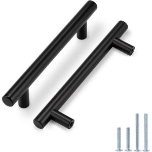 imageProbrico 15 PackFlat Black Cabinet Knobs Single Hole 2 Inch Euro Cabinet Pulls Drawer Handles Kitchen Cupboard T Bar Knobshole center 5