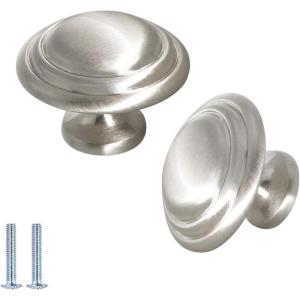 imageProbrico 20 Pack Single Hole Kitchen Cabinet Knobs in Brushed Nickel FinishRound 113 Inch Diameter Cupboard Dresser PullsSolid Cabinet Hardware for Bedroom BathroomBrushed Nickel