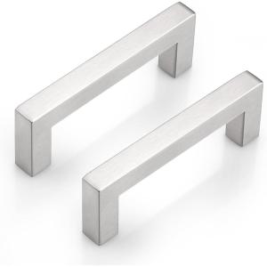 imageProbrico 30 Pack2quot Total Length Square Kitchen Cabinet Knobs Cupboard Drawer Handles Stainless Steel Brushed Nickel Knobs 14quot Height Single HoleBrushed Nickel