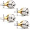 imageProbrico 1 Side Keyed Cylinder Deadbolt in Brushed Satin Nickel Keyway Keys Handleset 3 Keys AntiTheft Interiorampamp Exterior Door Hardware for Entrance Lock and Front GateBrushed Nickel
