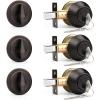 imageProbrico 1 Side Keyed Cylinder Deadbolt in Brushed Satin Nickel Keyway Keys Handleset 3 Keys AntiTheft Interiorampamp Exterior Door Hardware for Entrance Lock and Front GateOil Rubbed Bronze