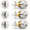 imageProbrico 1 Side Keyed Cylinder Deadbolt in Brushed Satin Nickel Keyway Keys Handleset 3 Keys AntiTheft Interiorampamp Exterior Door Hardware for Entrance Lock and Front GateBrushed Nickel