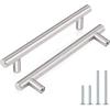 imageProbrico 15 Pack Flat Black Single Hole Cabinet Knobs 2quot Drawer Handle Pulls Kitchen Cupboard T Bar Knobs Stainless Steel Furniture HardwareBrushed Nickel