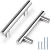 imageProbrico 15 Pack Flat Black Single Hole Cabinet Knobs 2quot Drawer Handle Pulls Kitchen Cupboard T Bar Knobs Stainless Steel Furniture HardwarePolished Chrome