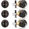 imageProbrico 2 Pack Oil Rubbed Bronze Single Cylinder Deadbolt Lock Set Keyed One Side Door Lock for Exterior and Interior Door All Keyed AlikeOil Rubbed Bronze