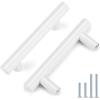 imageProbrico 15 Pack Flat Black Single Hole Cabinet Knobs 2quot Drawer Handle Pulls Kitchen Cupboard T Bar Knobs Stainless Steel Furniture HardwareWhite