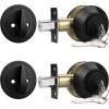 imageProbrico 2 Pack Oil Rubbed Bronze Single Cylinder Deadbolt Lock Set Keyed One Side Door Lock for Exterior and Interior Door All Keyed AlikeBlack