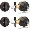 imageProbrico 2 Pack Oil Rubbed Bronze Single Cylinder Deadbolt Lock Set Keyed One Side Door Lock for Exterior and Interior Door All Keyed AlikeOil Rubbed Bronze