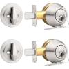 imageProbrico 2 Pack Oil Rubbed Bronze Single Cylinder Deadbolt Lock Set Keyed One Side Door Lock for Exterior and Interior Door All Keyed AlikeSatin Nickel