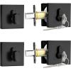 imageProbrico Black Single Cylinder DeadboltKeyed One SideResidential Security Square Door Lock for Interior and ExteriorAll Keyed Alike2Pack