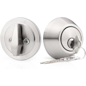 imageProbrico 1 Side Keyed Cylinder Deadbolt in Brushed Satin Nickel Keyway Keys Handleset 3 Keys AntiTheft Interiorampamp Exterior Door Hardware for Entrance Lock and Front GateBrushed Nickel