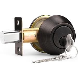 imageProbrico 1 Side Keyed Cylinder Deadbolt in Brushed Satin Nickel Keyway Keys Handleset 3 Keys AntiTheft Interiorampamp Exterior Door Hardware for Entrance Lock and Front GateOil Rubbed Bronze