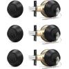 imageProbrico 3 Pack Satin Brushed Nickel Double Cylinder Deadbolt Lock Round Keyed Both Side Door LockKeyed AlikeBlack