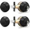 imageProbrico 3 Pack Satin Brushed Nickel Double Cylinder Deadbolt Lock Round Keyed Both Side Door LockKeyed AlikeBlack