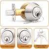 imageProbrico 3 Pack Satin Brushed Nickel Double Cylinder Deadbolt Lock Round Keyed Both Side Door LockKeyed AlikeBrushed Nickel