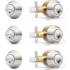 imageProbrico 3 Pack Satin Brushed Nickel Double Cylinder Deadbolt Lock Round Keyed Both Side Door LockKeyed AlikeBrushed Nickel