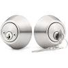 imageProbrico 3 Pack Satin Brushed Nickel Double Cylinder Deadbolt Lock Round Keyed Both Side Door LockKeyed AlikeBrushed Nickel