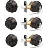 imageProbrico 3 Pack Satin Brushed Nickel Double Cylinder Deadbolt Lock Round Keyed Both Side Door LockKeyed AlikeOil Rubbed Bronze