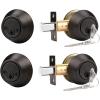 imageProbrico 3 Pack Satin Brushed Nickel Double Cylinder Deadbolt Lock Round Keyed Both Side Door LockKeyed AlikeOil Rubbed Bronze