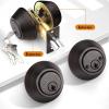 imageProbrico 3 Pack Satin Brushed Nickel Double Cylinder Deadbolt Lock Round Keyed Both Side Door LockKeyed AlikeOil Rubbed Bronze