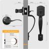 imageProbrico Black Lower Half Front Entry Handleset Heavy Duty Entry Door Handle with Interior Reversible Handed Lever Lock Grip Handle with Wave Lever Keyless Door Locks 1PackBlack
