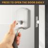 imageProbrico Black Lower Half Front Entry Handleset Heavy Duty Entry Door Handle with Interior Reversible Handed Lever Lock Grip Handle with Wave Lever Keyless Door Locks 1PackSatin Nickel