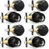 imageProbrico Door Knob and Deadbolt Set Exterior Door Lock Set 4 Pack Enrty Door Locks with Single Cylinder Deadbolt with The Same Keys Brushed Nickel Keyed AlikeBlack