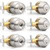 imageProbrico Door Knob and Deadbolt Set Exterior Door Lock Set 4 Pack Enrty Door Locks with Single Cylinder Deadbolt with The Same Keys Brushed Nickel Keyed AlikeBrushed Nickel