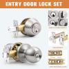 imageProbrico Door Knob and Deadbolt Set Exterior Door Lock Set 4 Pack Enrty Door Locks with Single Cylinder Deadbolt with The Same Keys Brushed Nickel Keyed AlikeBrushed Nickel