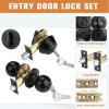 imageProbrico Door Knob and Deadbolt Set Exterior Door Lock Set 4 Pack Enrty Door Locks with Single Cylinder Deadbolt with The Same Keys Brushed Nickel Keyed AlikeBlack