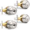 imageProbrico Door Knob and Deadbolt Set Exterior Door Lock Set 4 Pack Enrty Door Locks with Single Cylinder Deadbolt with The Same Keys Brushed Nickel Keyed AlikeBrushed Nickel