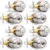 imageProbrico Door Knob and Deadbolt Set Exterior Door Lock Set 4 Pack Enrty Door Locks with Single Cylinder Deadbolt with The Same Keys Brushed Nickel Keyed AlikeBrushed Nickel
