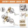 imageProbrico Door Knob and Deadbolt Set Exterior Door Lock Set 4 Pack Enrty Door Locks with Single Cylinder Deadbolt with The Same Keys Brushed Nickel Keyed AlikeBrushed Nickel