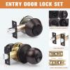 imageProbrico Door Knob and Deadbolt Set Exterior Door Lock Set 4 Pack Enrty Door Locks with Single Cylinder Deadbolt with The Same Keys Brushed Nickel Keyed AlikeOil Rubbed Bronze