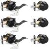 imageProbrico Entrance Door Lever Deadbolt Sets Oil Rubbed Bronze Entry Lever Deabolt Set Keyed Alike Drop Lever with Single Cylinder Deadbolts Combo Pack Exterior Gate Front Door Keyed Hardware 4 PackBlack