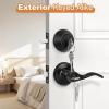 imageProbrico Entrance Door Lever Deadbolt Sets Oil Rubbed Bronze Entry Lever Deabolt Set Keyed Alike Drop Lever with Single Cylinder Deadbolts Combo Pack Exterior Gate Front Door Keyed Hardware 4 PackBlack