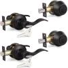 imageProbrico Entrance Door Lever Deadbolt Sets Oil Rubbed Bronze Entry Lever Deabolt Set Keyed Alike Drop Lever with Single Cylinder Deadbolts Combo Pack Exterior Gate Front Door Keyed Hardware 4 PackOil Rubbed Bronze