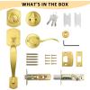 imageProbrico Exterior Door Lock Set Gold Front Door Lock Set Entry Door Locksets with Deadbolt Single Cylinder Front Door Handle and Deadbolt Set 1 SetGold