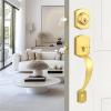 imageProbrico Exterior Door Lock Set Gold Front Door Lock Set Entry Door Locksets with Deadbolt Single Cylinder Front Door Handle and Deadbolt Set 1 SetGold