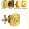 imageProbrico Exterior Door Lock Set Gold Front Door Lock Set Entry Door Locksets with Deadbolt Single Cylinder Front Door Handle and Deadbolt Set 1 SetGold