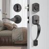 imageProbrico Exterior Door Lock Set Gold Front Door Lock Set Entry Door Locksets with Deadbolt Single Cylinder Front Door Handle and Deadbolt Set 1 SetOil Rubbed Bronze