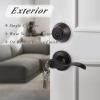 imageProbrico Front Door Handle 3 SetsFront Door Entry Lever and Single Cylinder Deadbolts Combination Set Keyed Alike Interior Exterior Door Lock Oil Rubbed Bronze Door Handlesets Wave ShapeOil Rubbed Bronze