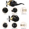 imageProbrico Front Door Handle 3 SetsFront Door Entry Lever and Single Cylinder Deadbolts Combination Set Keyed Alike Interior Exterior Door Lock Oil Rubbed Bronze Door Handlesets Wave ShapeBlack