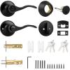 imageProbrico Front Door Handle 3 SetsFront Door Entry Lever and Single Cylinder Deadbolts Combination Set Keyed Alike Interior Exterior Door Lock Oil Rubbed Bronze Door Handlesets Wave ShapeBlack