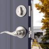 imageProbrico Front Door Handle 3 SetsFront Door Entry Lever and Single Cylinder Deadbolts Combination Set Keyed Alike Interior Exterior Door Lock Oil Rubbed Bronze Door Handlesets Wave ShapeBrushed Nickel