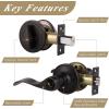 imageProbrico Front Door Handle 3 SetsFront Door Entry Lever and Single Cylinder Deadbolts Combination Set Keyed Alike Interior Exterior Door Lock Oil Rubbed Bronze Door Handlesets Wave ShapeOil Rubbed Bronze