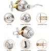 imageProbrico Front Door Handle 3 SetsFront Door Entry Lever and Single Cylinder Deadbolts Combination Set Keyed Alike Interior Exterior Door Lock Oil Rubbed Bronze Door Handlesets Wave ShapeBrushed Nickel
