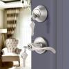 imageProbrico Front Door Handle 3 SetsFront Door Entry Lever and Single Cylinder Deadbolts Combination Set Keyed Alike Interior Exterior Door Lock Oil Rubbed Bronze Door Handlesets Wave ShapeBrushed Nickel