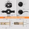 imageProbrico Front Door Handle 3 SetsFront Door Entry Lever and Single Cylinder Deadbolts Combination Set Keyed Alike Interior Exterior Door Lock Oil Rubbed Bronze Door Handlesets Wave ShapeBlack