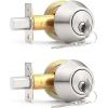 imageProbrico Keyed Alike Double Cylinder Deadbolt 2 Side Both Keyed Round Modern Contemporary Deadbolt Door Lock for Interior and Exterior Satin Nickel 2 PackBrushed Nickel